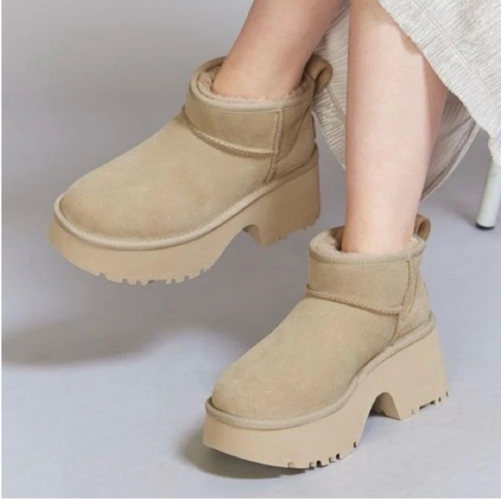 UGG Classic Ultra Mini New Heights Beige Women’s Boots Size 10 NWT